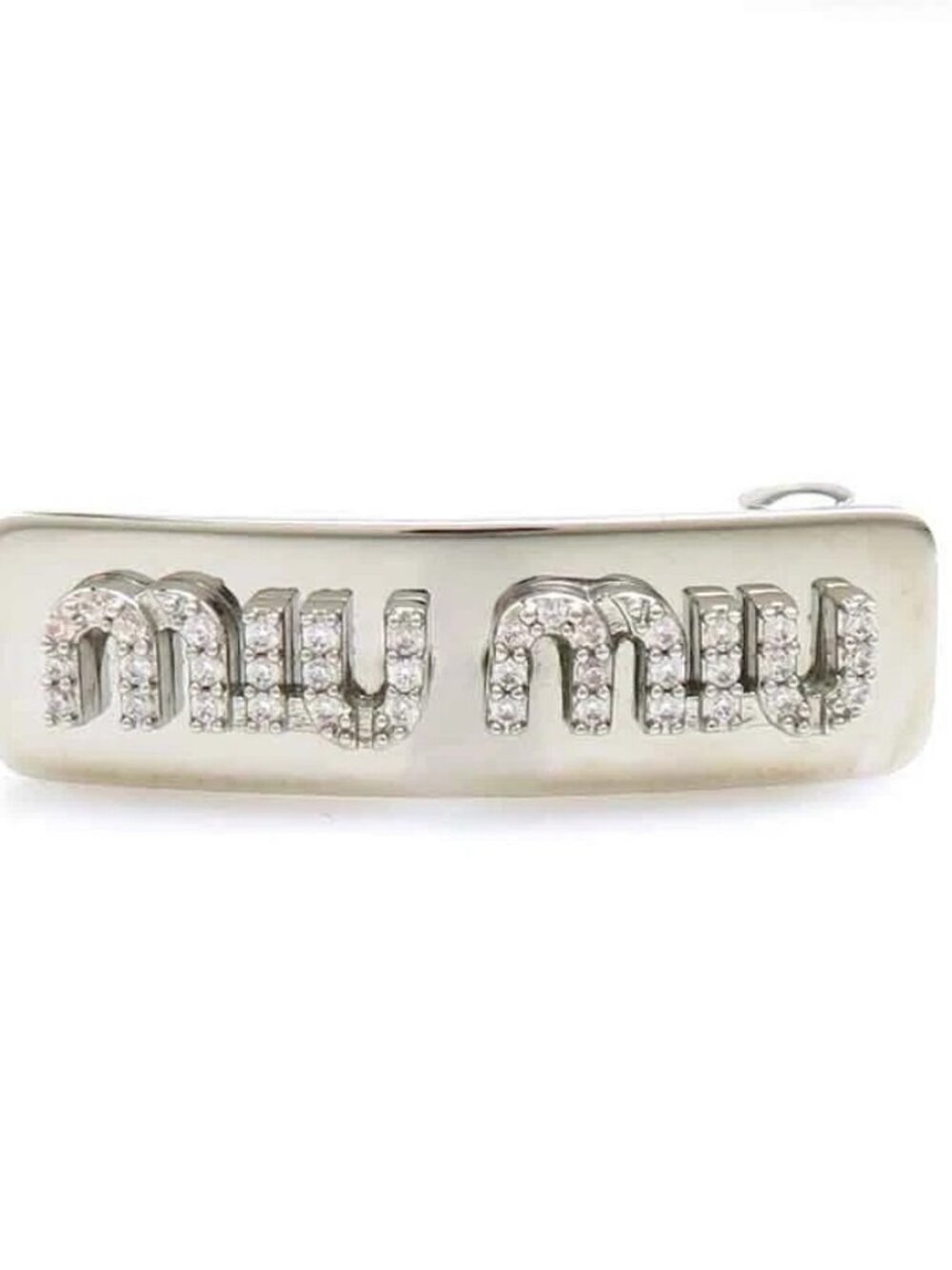 MIUMIU Barrette Hair Clip Silver Metal/Rhinestone